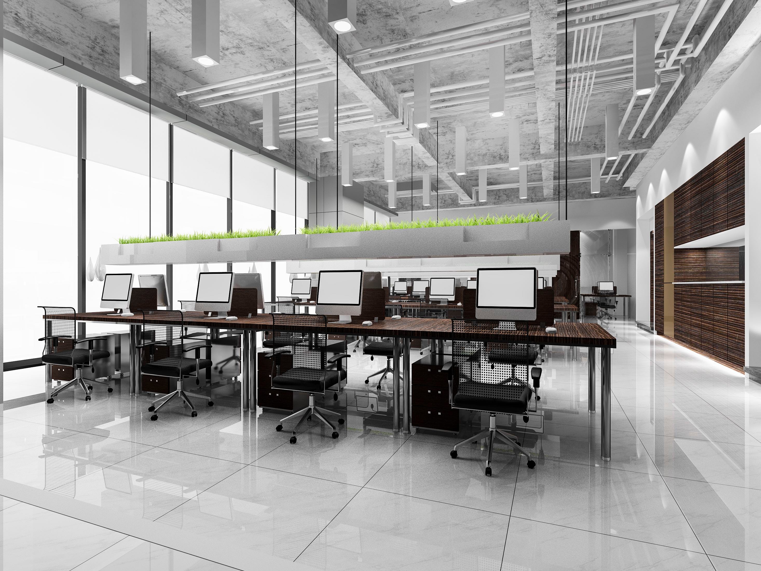 3d rendering business meeting and working room on office building